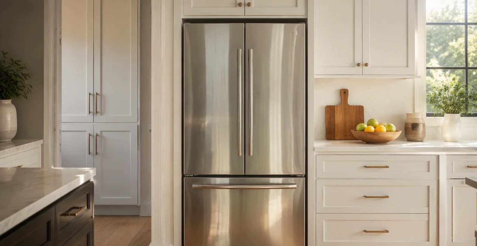 Stainless French-door refrigerator in a bright Columbus, GA kitchen